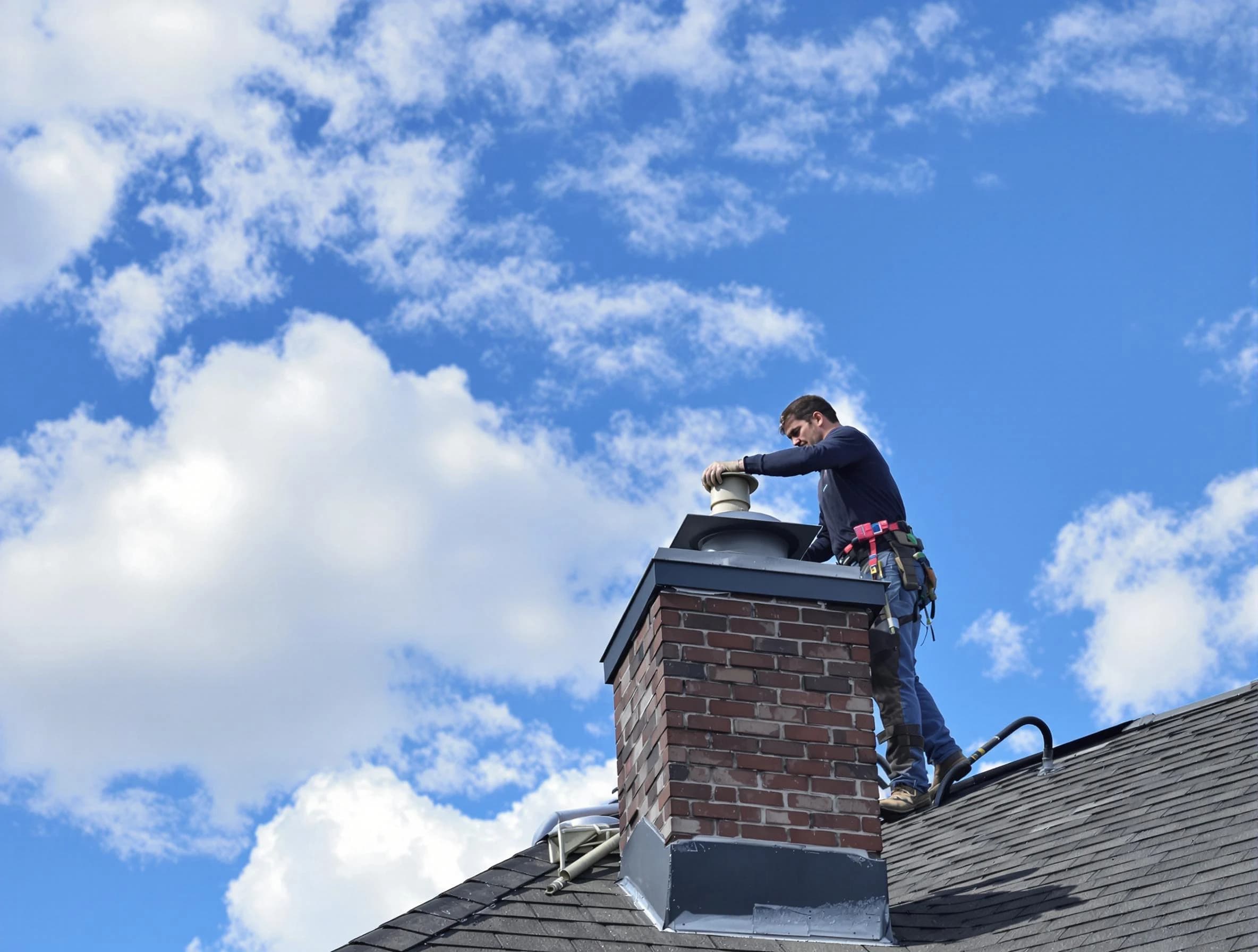 Slaughterville Chimney Sweep installing a sturdy chimney cap in Slaughterville, OK