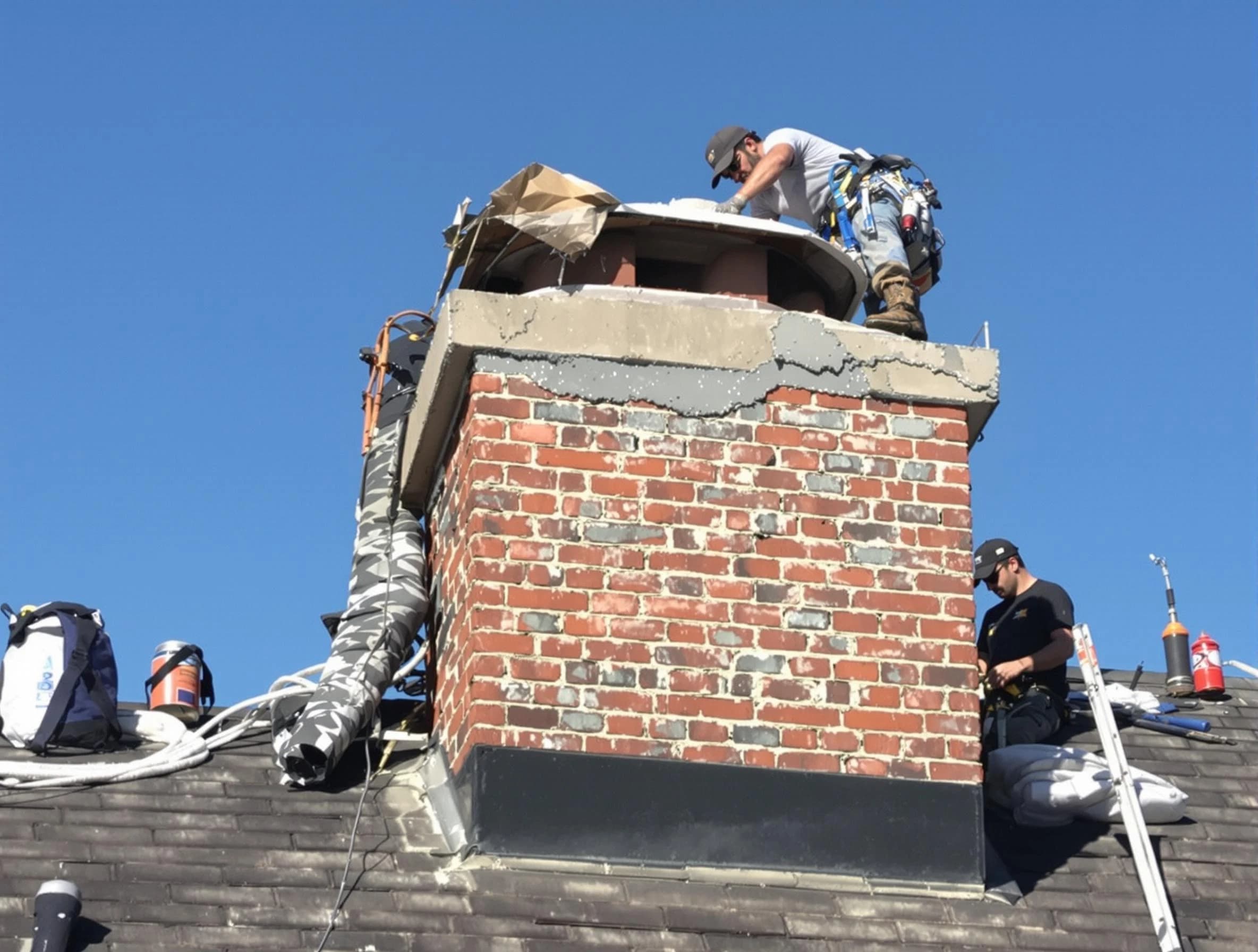 Slaughterville Chimney Sweep installing a custom chimney crown in Slaughterville, OK