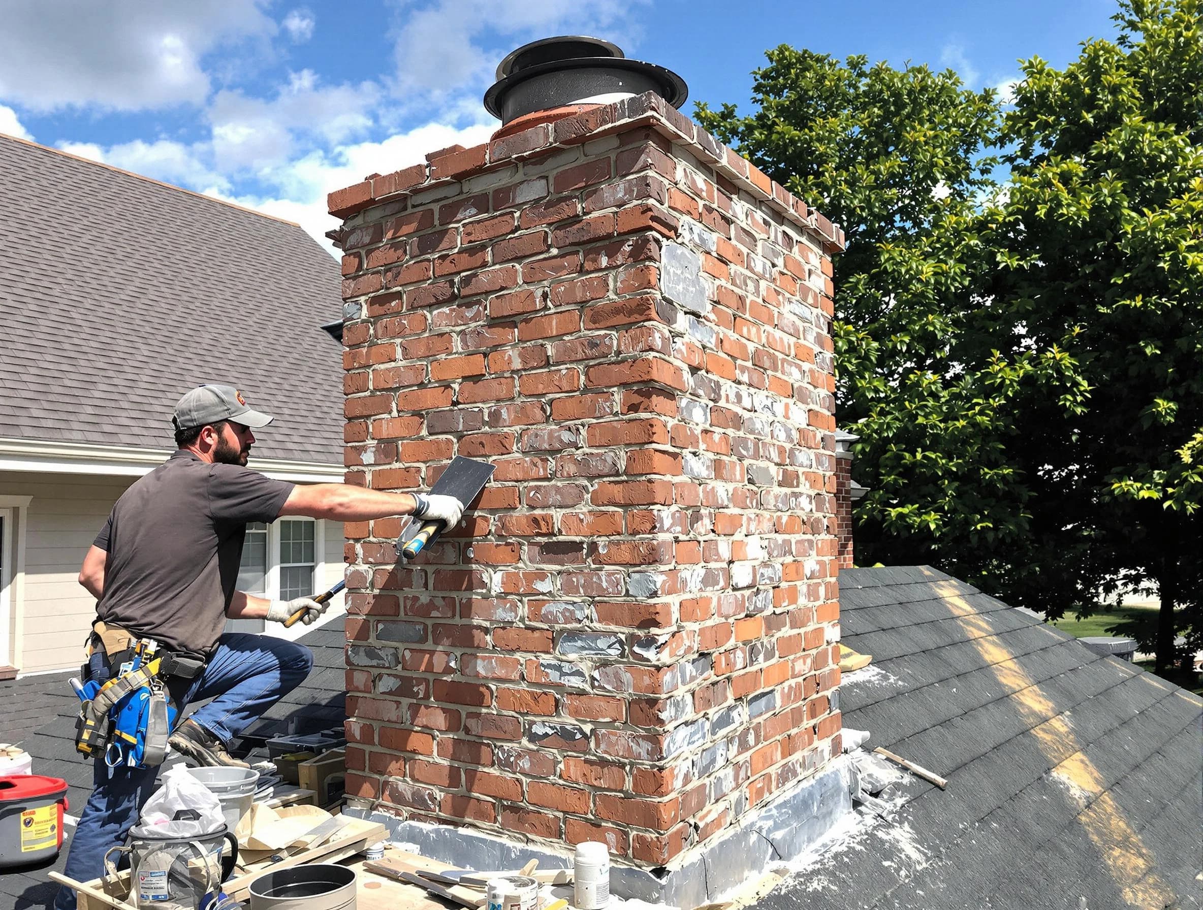 Completed chimney rebuild by Slaughterville Chimney Sweep in Slaughterville, OK
