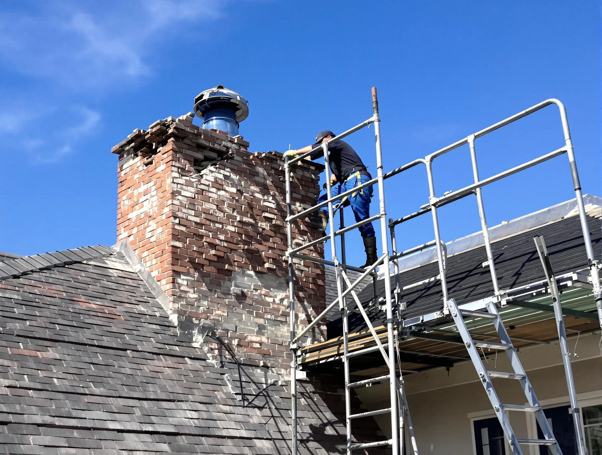 Rebuilding a chimney structure by Slaughterville Chimney Sweep in Slaughterville, OK
