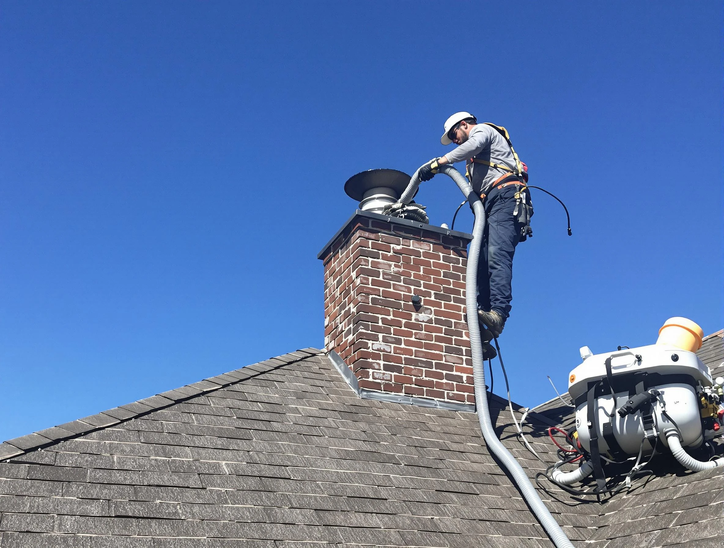 Dedicated Slaughterville Chimney Sweep team member cleaning a chimney in Slaughterville, OK