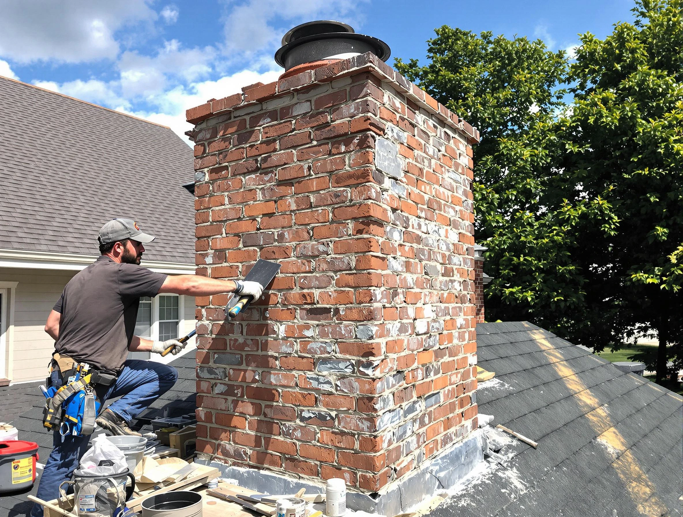 Completed chimney rebuild by Slaughterville Chimney Sweep in Slaughterville, OK