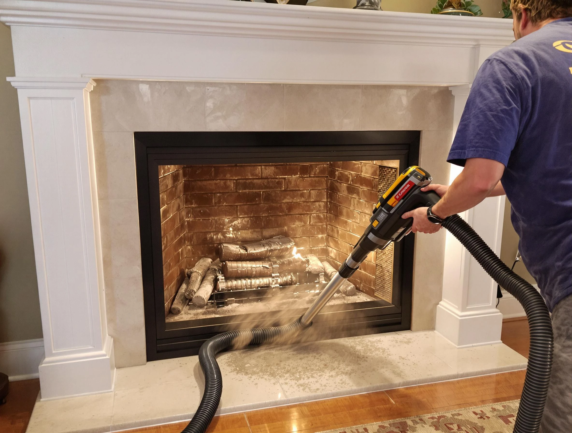 Fireplace cleaning performed by Slaughterville Chimney Sweep in Slaughterville, OK