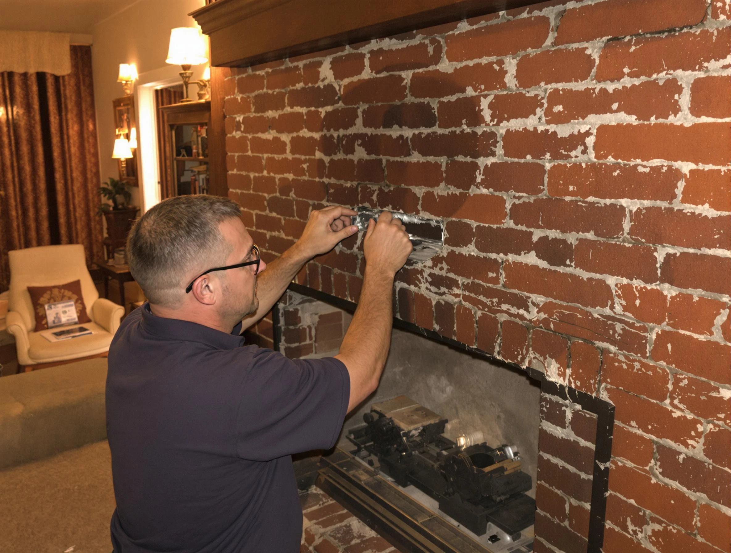 Slaughterville Chimney Sweep expert fixing a fireplace in Slaughterville, OK